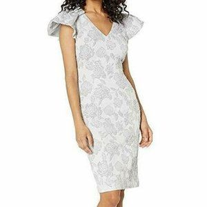 Badgley Mischka St. Jacquard Sheath Dress - Women's Size 4, Gray NEW